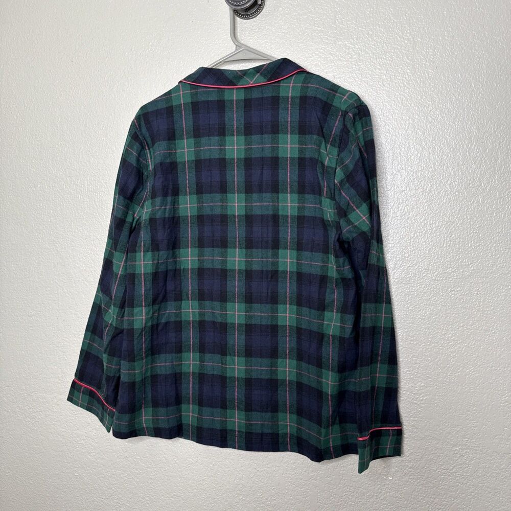 Talbots Green & Navy Plaid Pajama Set with Pink Piping - Picture 7 of 16